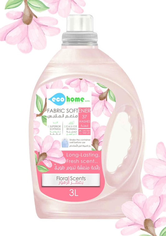 4 عبوات من منعم الأقمشة Ecohome رائحة الزهور سعة 3 لتر