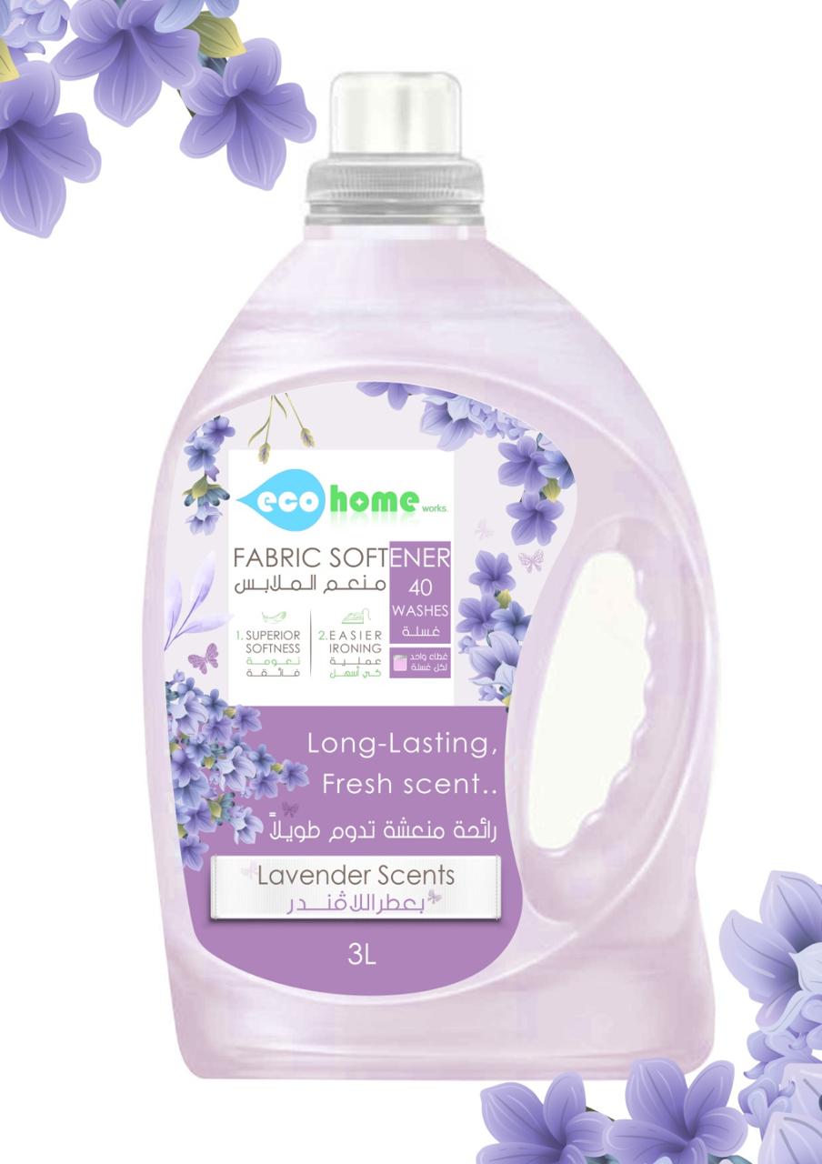 4 عبوات من منعم الأقمشة Ecohome اللافاندر سعة 3 لتر